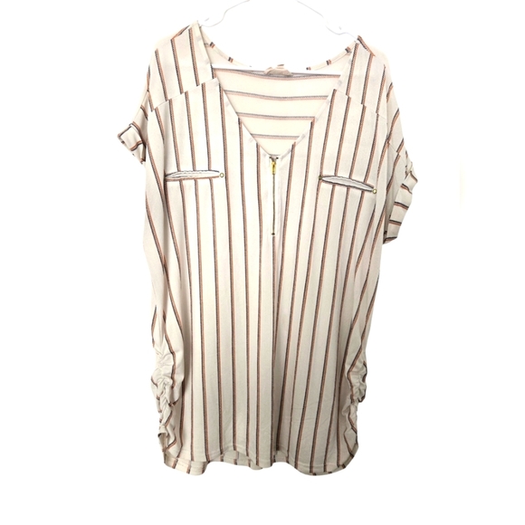 Sweet Wanderer Tops - Sweet wanderer maternity striped Blouse with Zipper Detail size 2xl